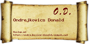 Ondrejkovics Donald névjegykártya